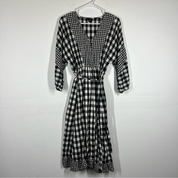 J Crew Tie Waist Button Front Dress in Organic Cotton Size XS - Picture 3 of 9